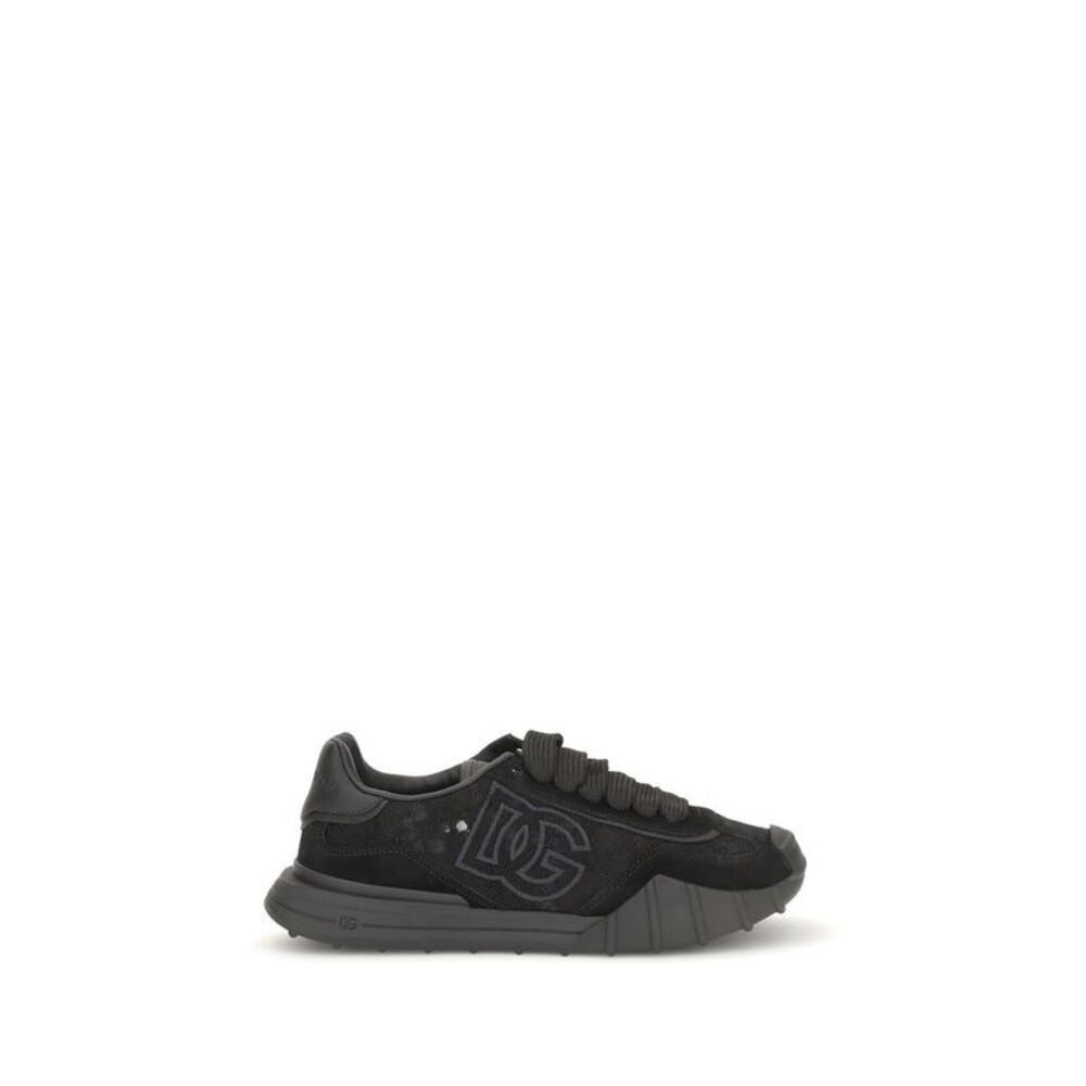 Dolce & Gabbana Black Calf Leather Bos Taurus Chunky Women's Sneakers
